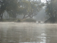 Mist rising off the river waters
